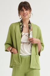 RUSTIC LINEN 3/4 SLEEVES KIMONO